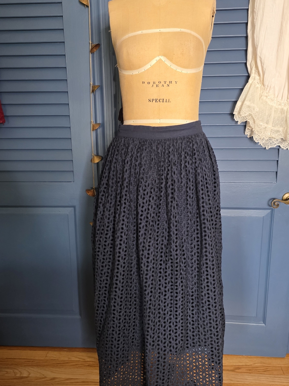 H&M Navy Blue Eyelet Maxi Skirt